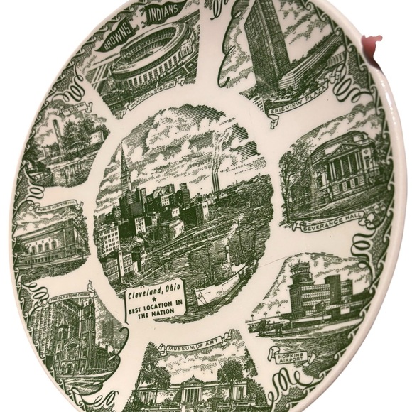 Kettlesprings Alliance Ohio Green Transfer Salad Plate Cleveland, Ohio 10 1/2" - Picture 1 of 4